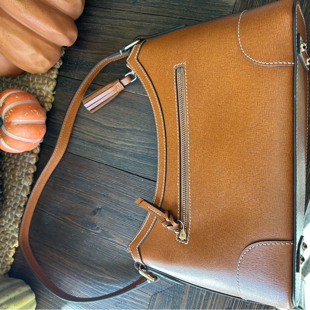 Dooney & Bourke Tan Leather Shoulder Bag - Picture 4 of 9